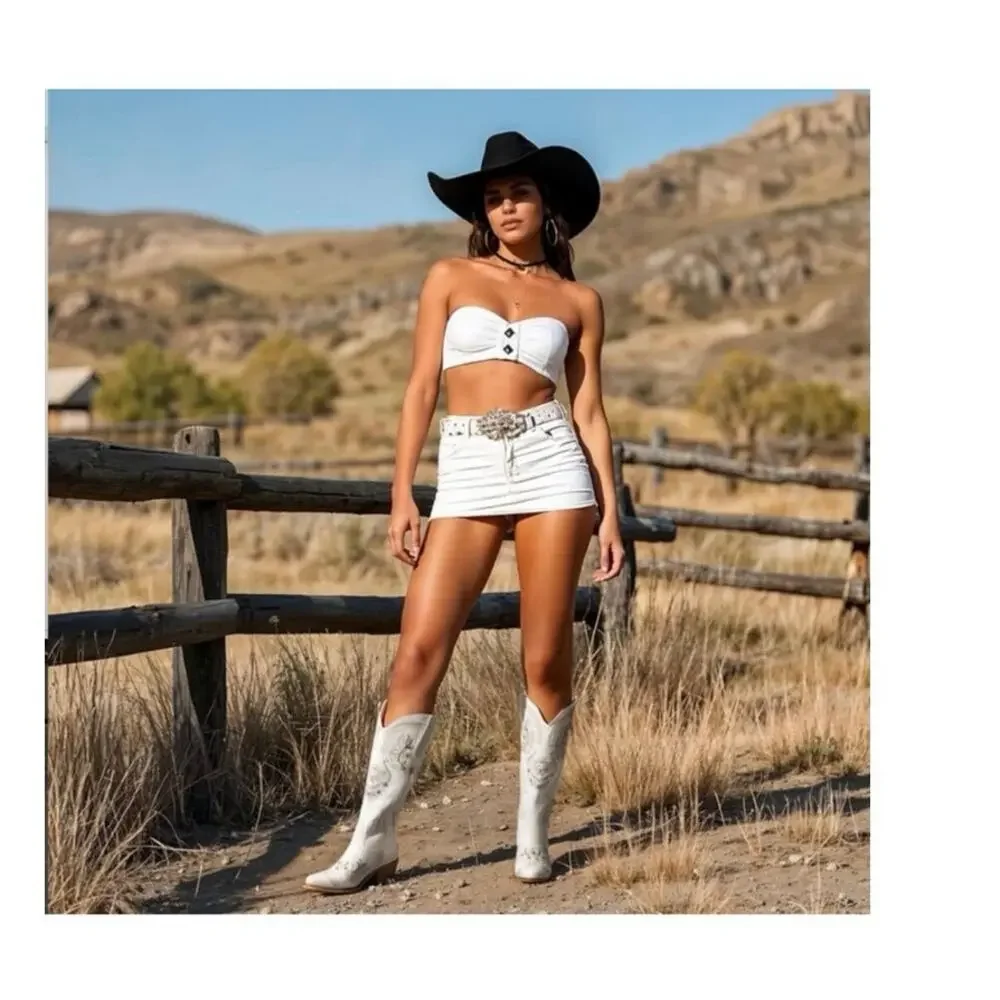 White western cowboy boots with rhinestone detailing  floral embroidery size 7 - Picture 5 of 10